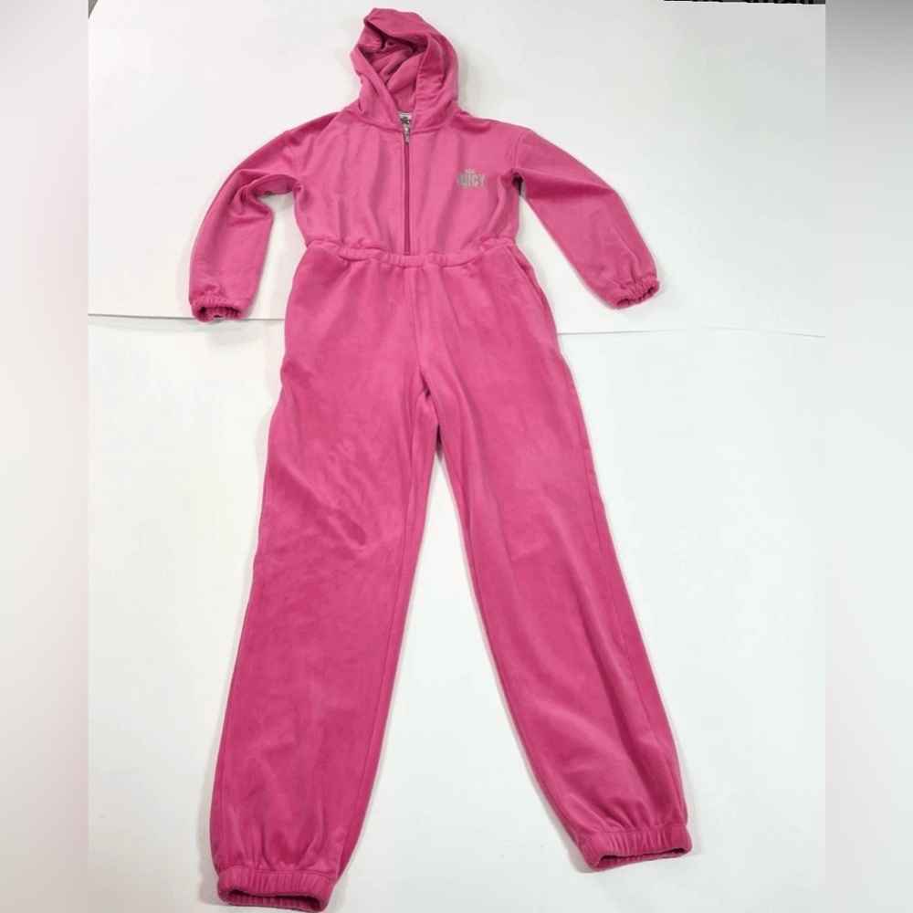 Juicy Couture Pink Velour Hooded Jumpsuit Y2K